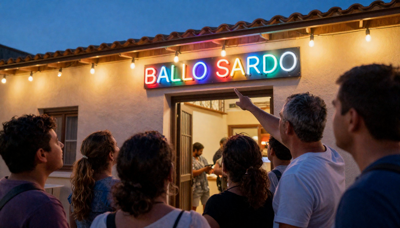 insegna al neon ballo sardo